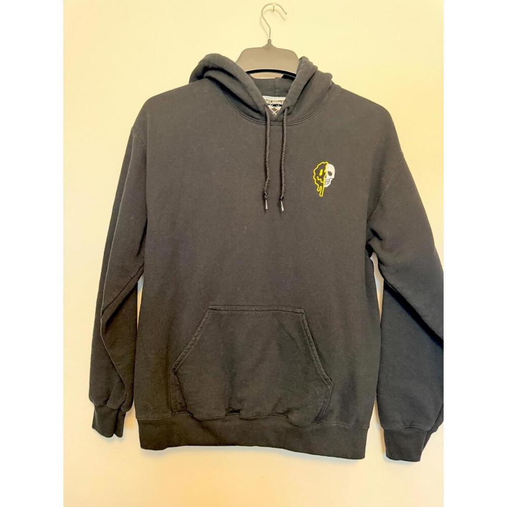 Riot Society Mens Melting Drip Happy Face Hooded Sweatshirt Black Pullover M